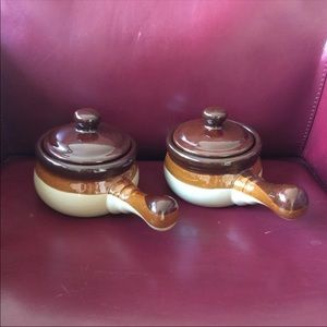 🍏BOGO🍏Onion Soup Crocks Handle + Lids
